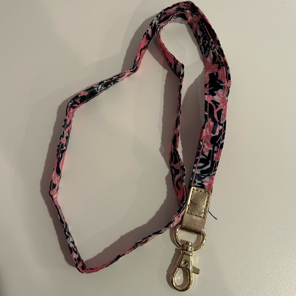 Floral Pink and Black Lanyard Lilly Pulitzer